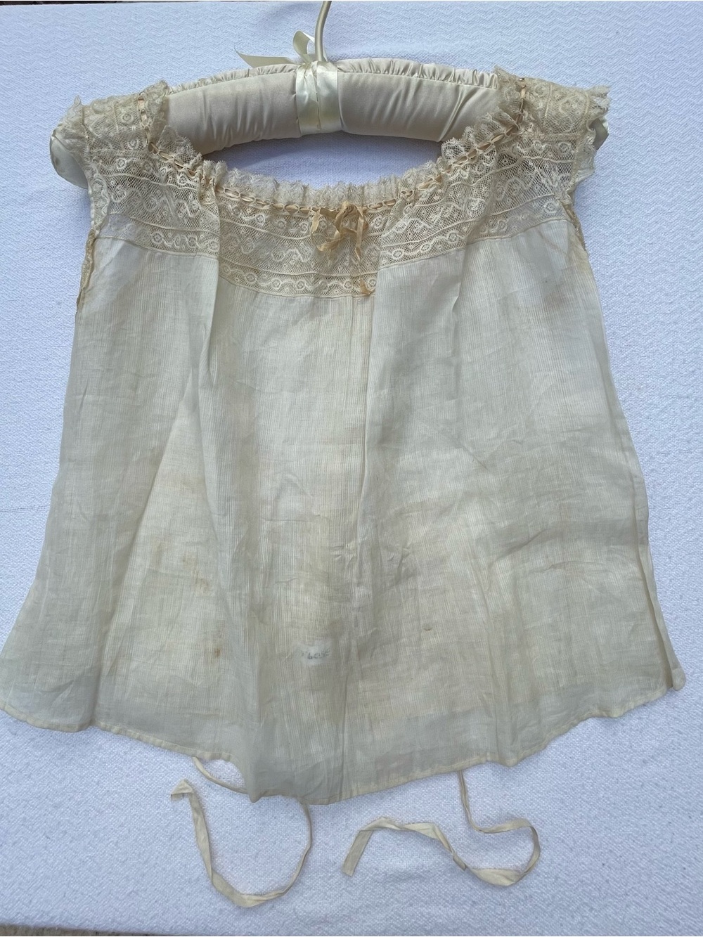 Antique Edwardian White Cotton Lace Camisole Corset Cover XS